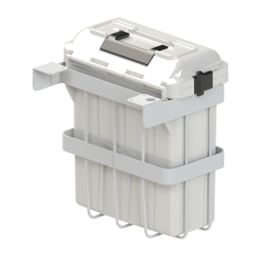 Sharps Bin Holder, White, Aluminum, Tech Bay Mount